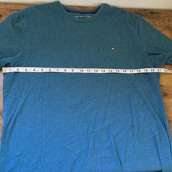 Tommy Hilfiger Blue Heathered Short Sleeve Casual Tee - Picture 5 of 9